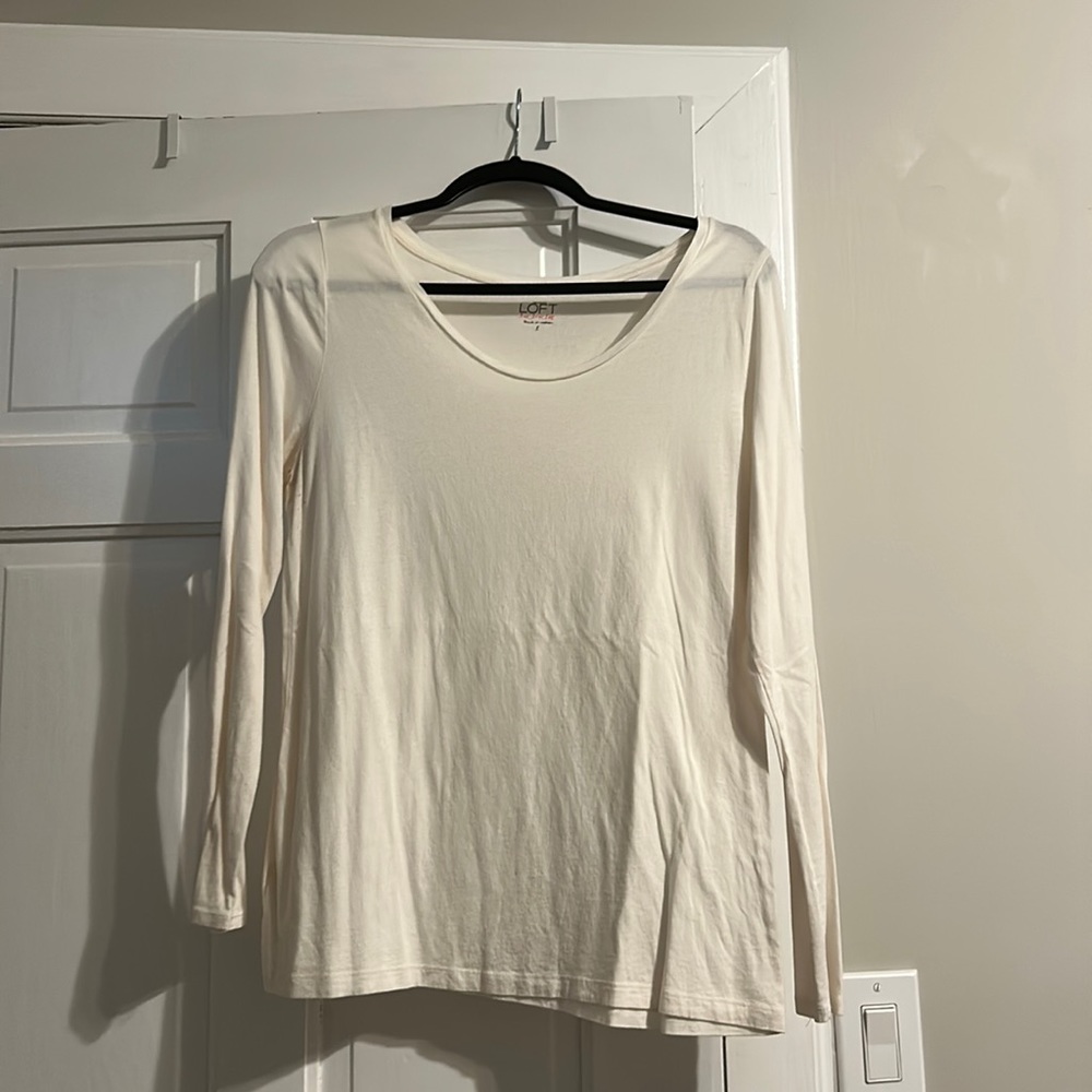 loft, long sleeve cream top